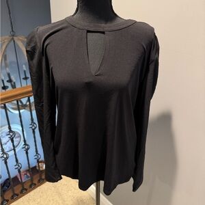 INC International Concepts Black Keyhole Blouse